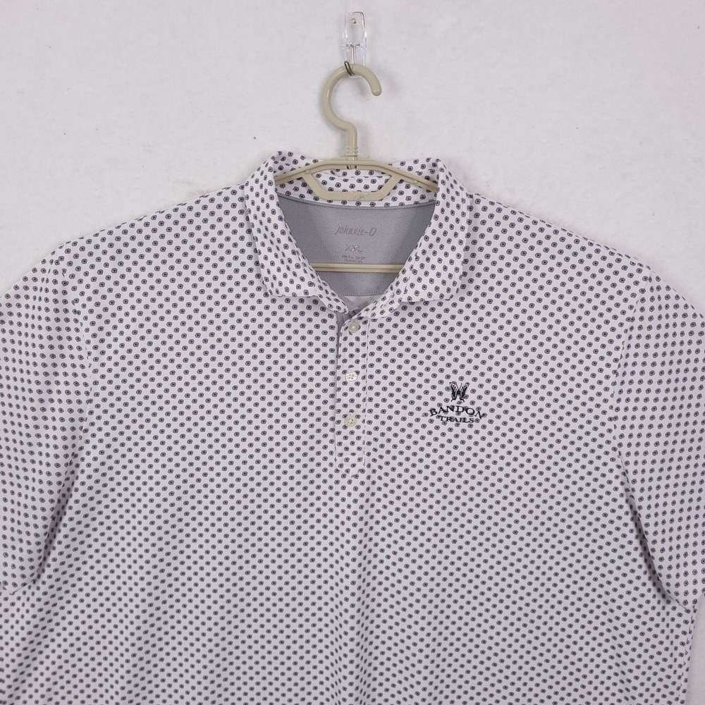 Johnnie-O Polo Shirt Mens XXL White Floral Bandon Trails Golf Performance
